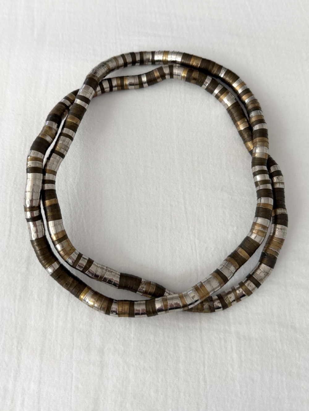 Vintage Flexible Tri-Metal Snake Chain Necklace or Bracelet